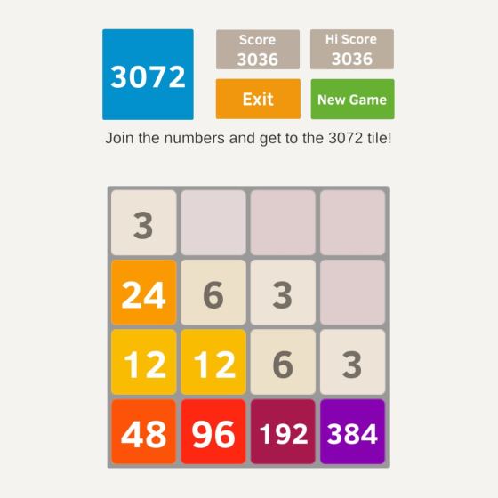 2048 odd numbers 3+3 max