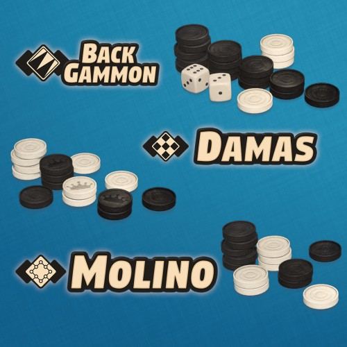 Colección de juegos 3en1: Backgammon + Damas + Molino