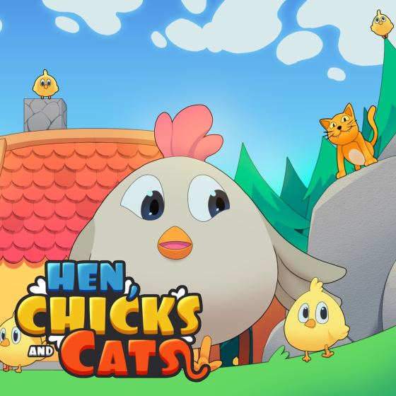 HEN, CHICKS AND CATS