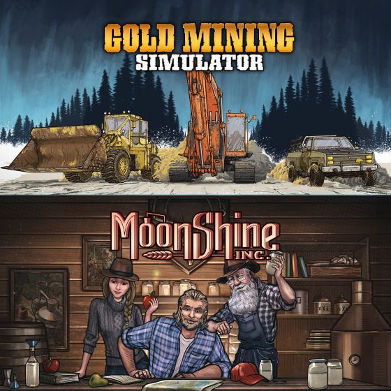 Pack Oro y Espíritus: La fiebre del oro (Gold Mining Simulator) y Moonshine Inc.