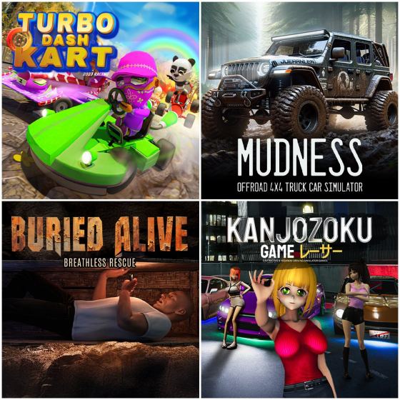 Turbo Dash Kart & Mudness Offroad & Buried Alive & Kanjozoku Game